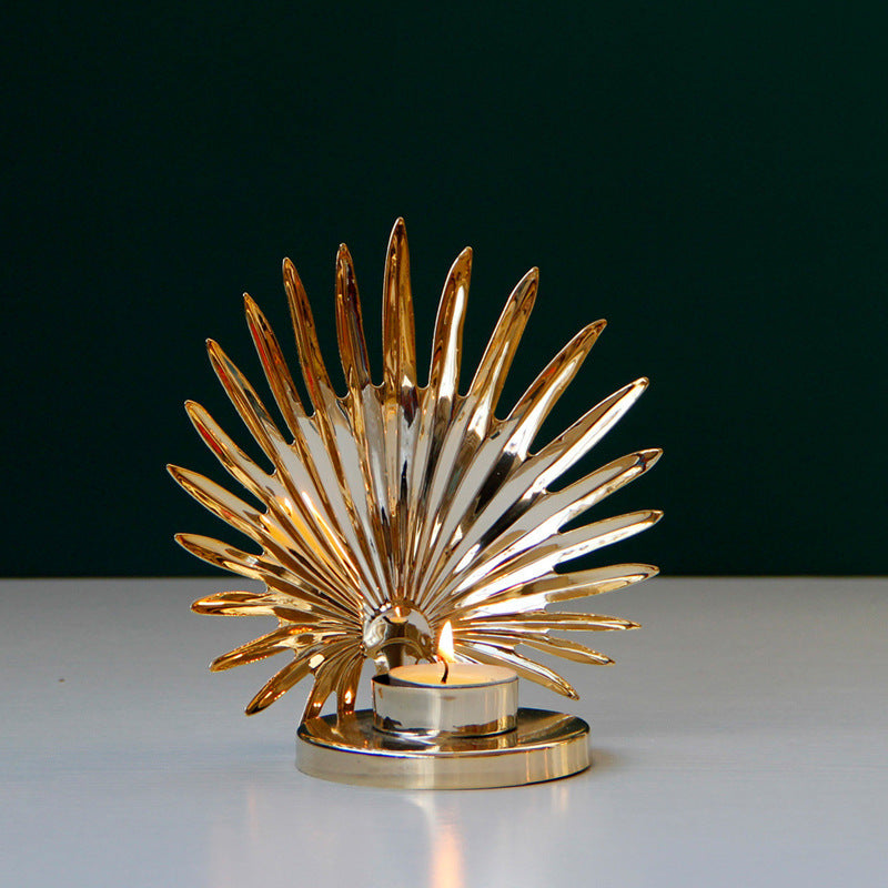 Golden Metal Tabletop Candle Holder