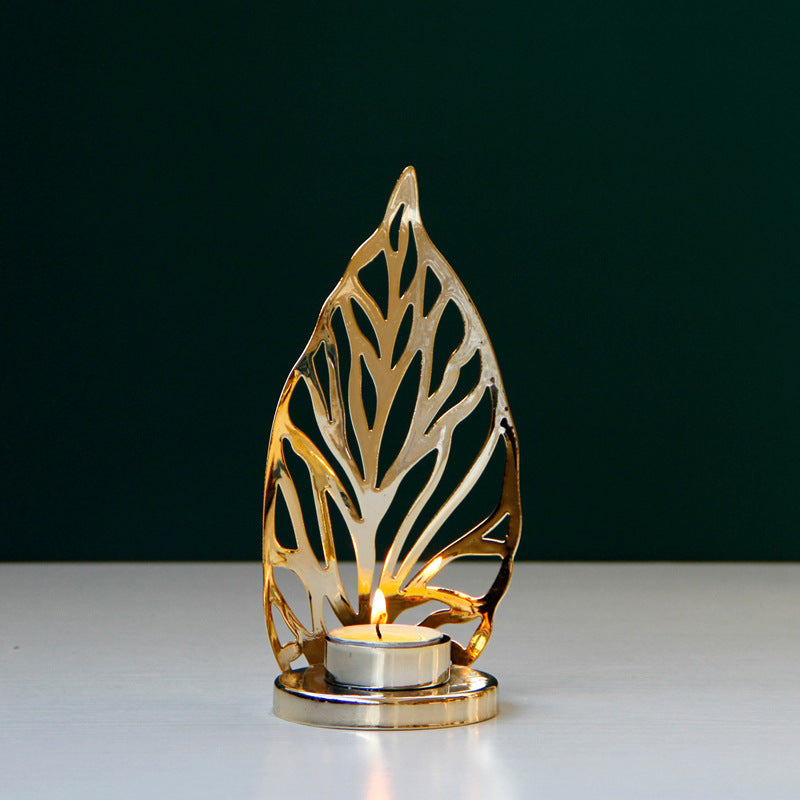 Golden Metal Tabletop Candle Holder