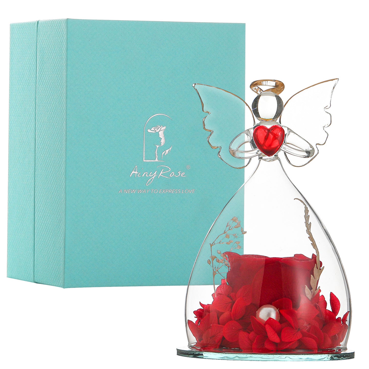 Angelic Preserved Rose Flower with Glass Cover