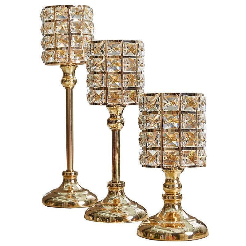 Crystal Diamond Inlaid Dinner Light Candle Holders