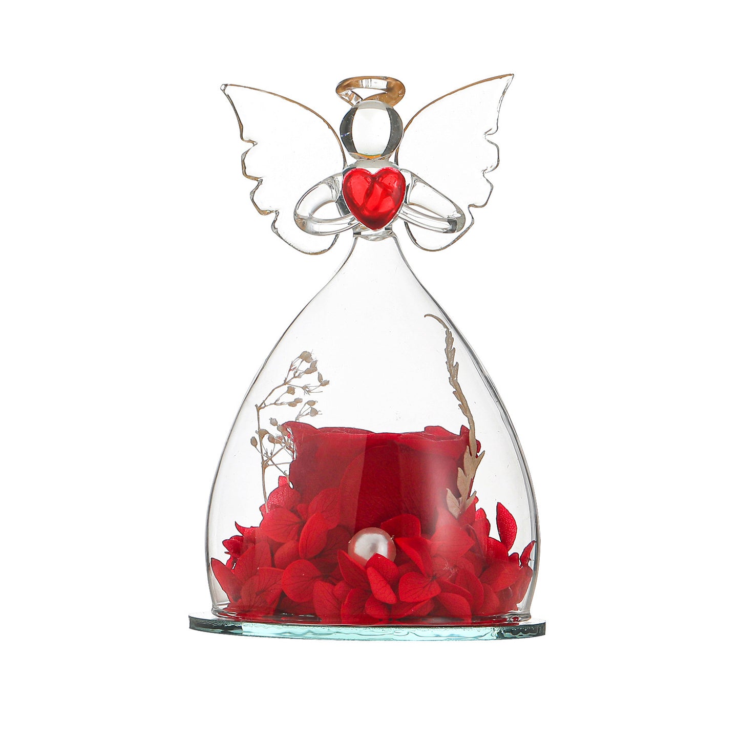 Angelic Preserved Rose Flower with Glass Cover