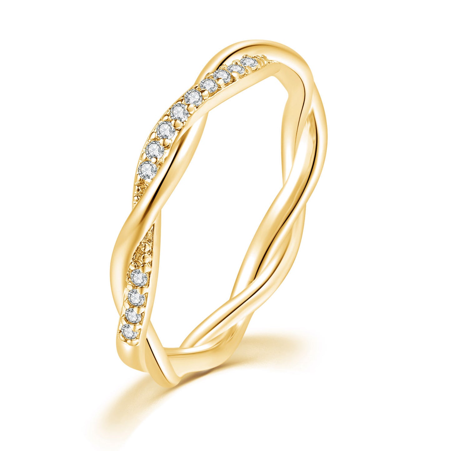 Simply Elegant Single-row Crystal Diamond Thin Ring