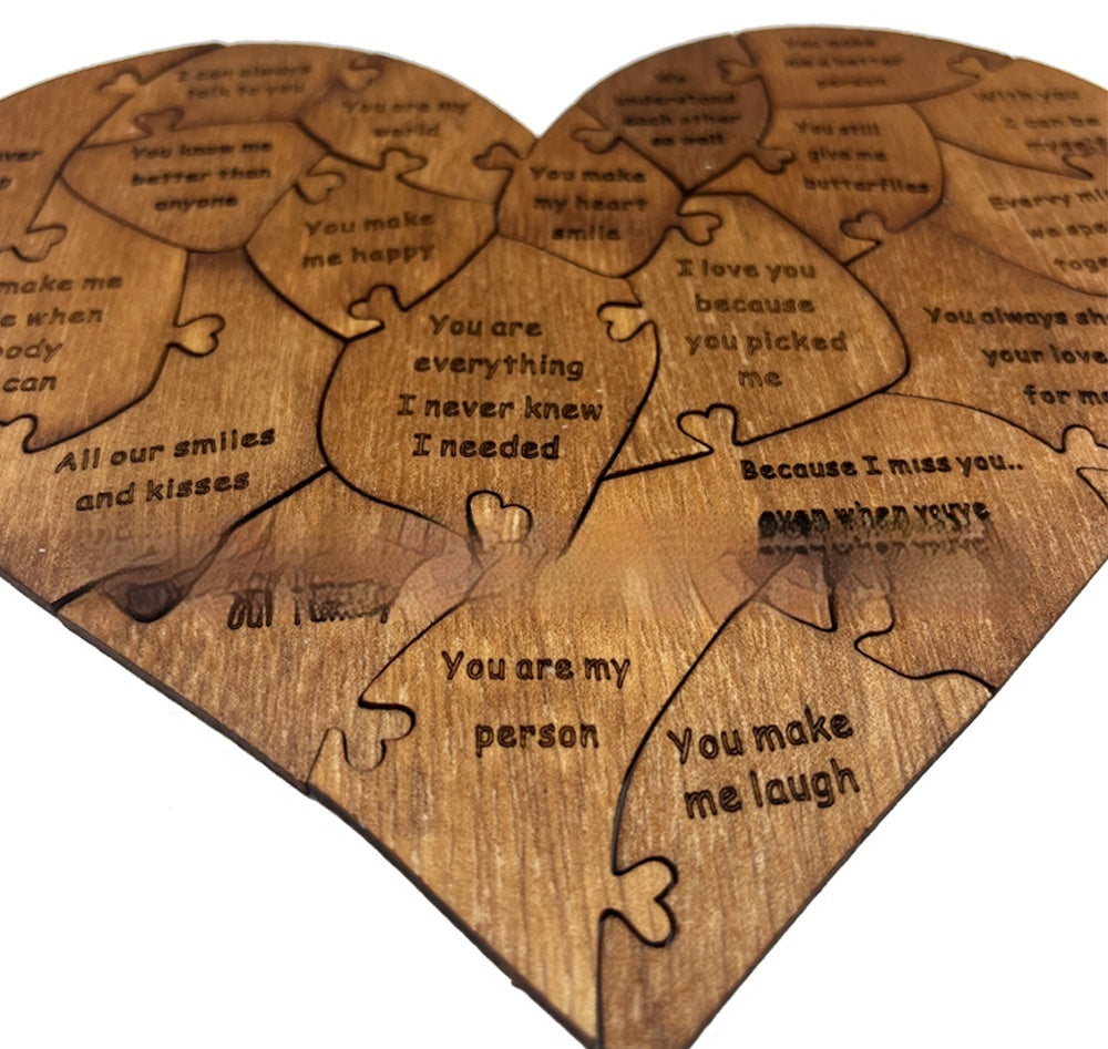 Reasons Why I Love You Wooden Heart Puzzle