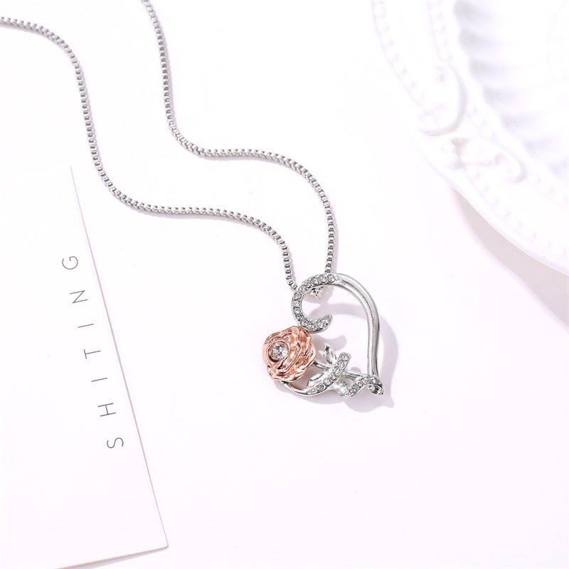 Love Rose Zircon Necklace