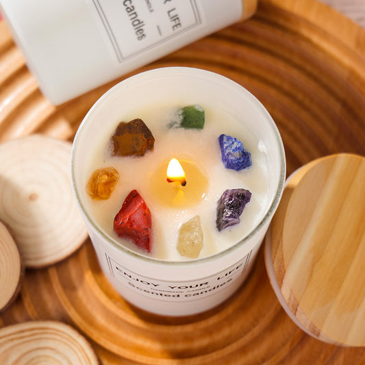 Natural Crystal Stone Aromatherapy Soy Wax Smokeless Candle