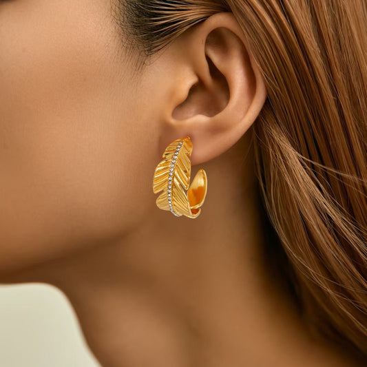 Feather Rhinestone Earrings