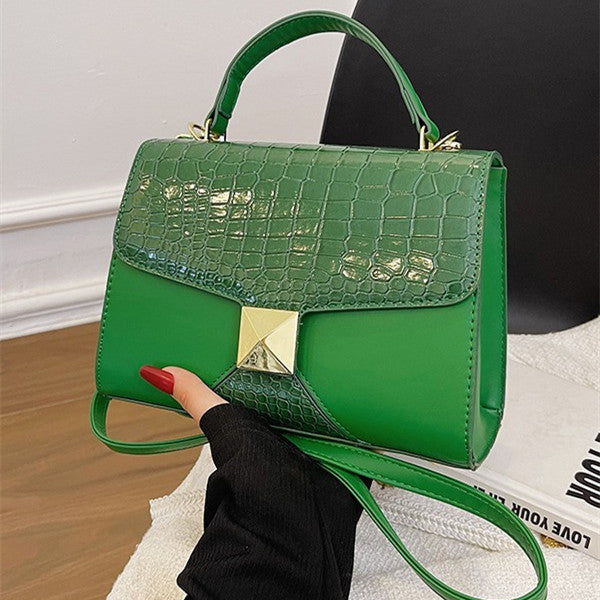 Faux Alligator Scale Square Pouch Classic Shoulder Bag