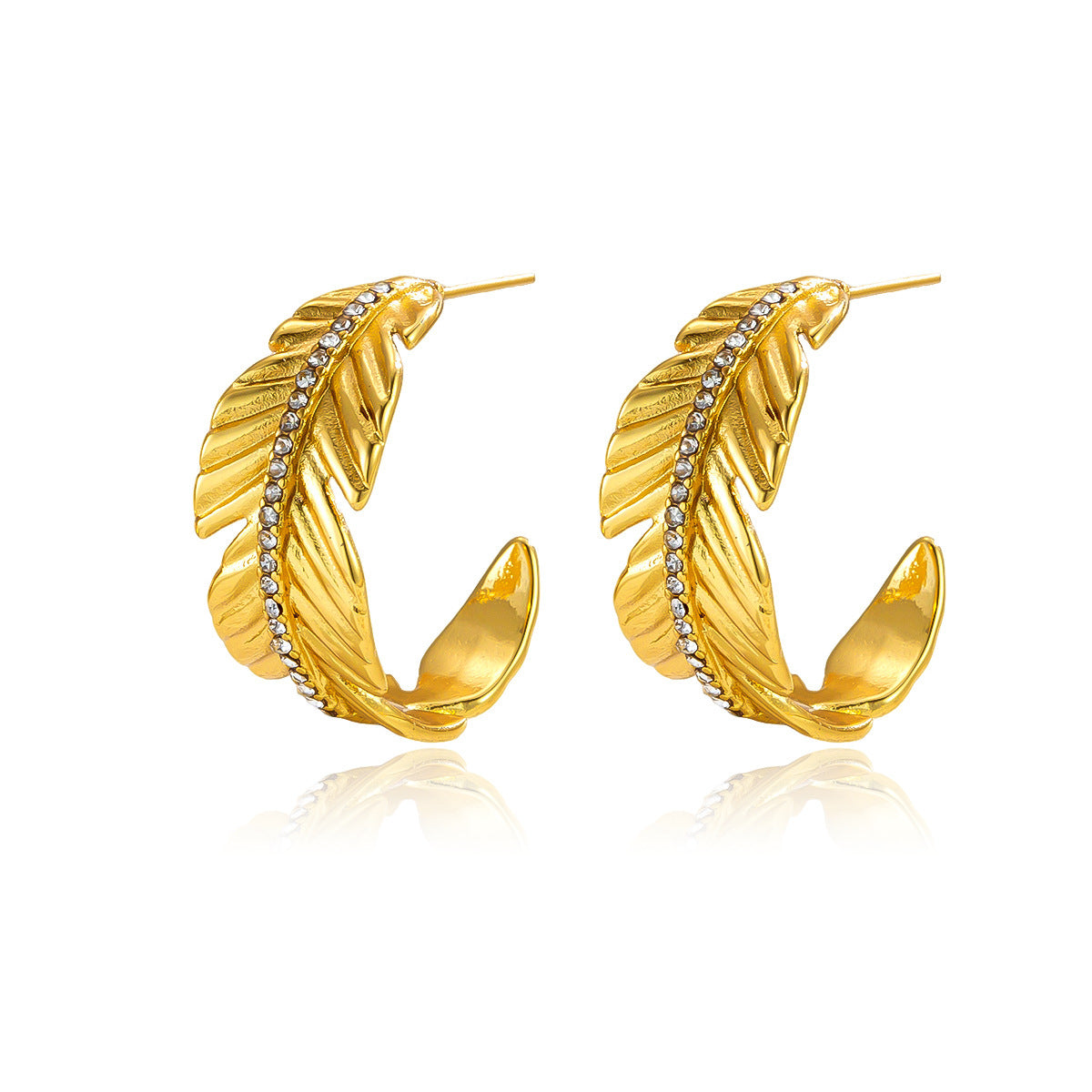 Feather Rhinestone Earrings