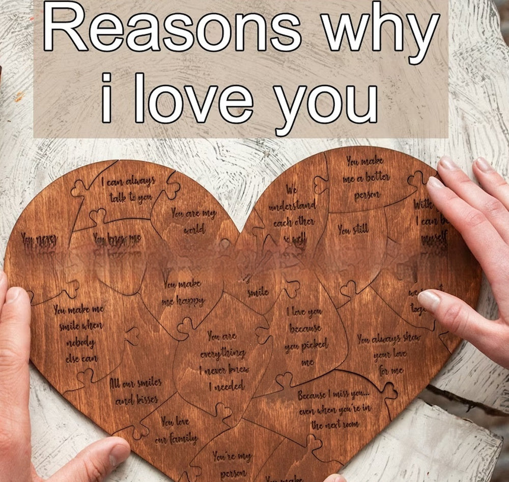 Reasons Why I Love You Wooden Heart Puzzle