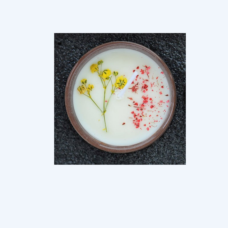 Fragrant Candles Ceramic Cup with Dried Flowers Tealight