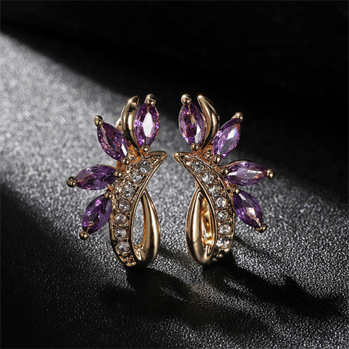 Water Drop Flower Zircon Earrings