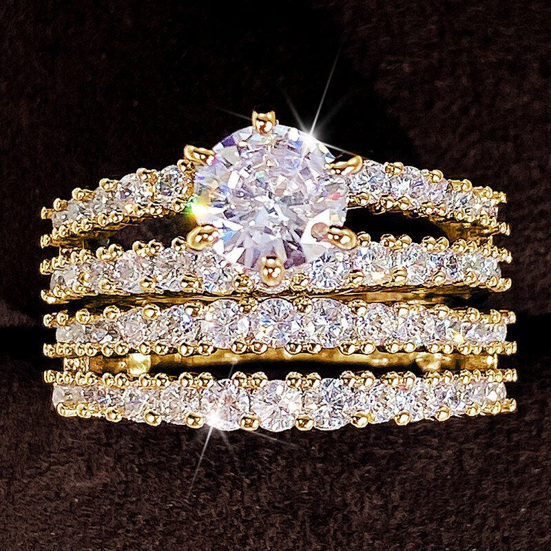 Crystal Diamond Ring Set