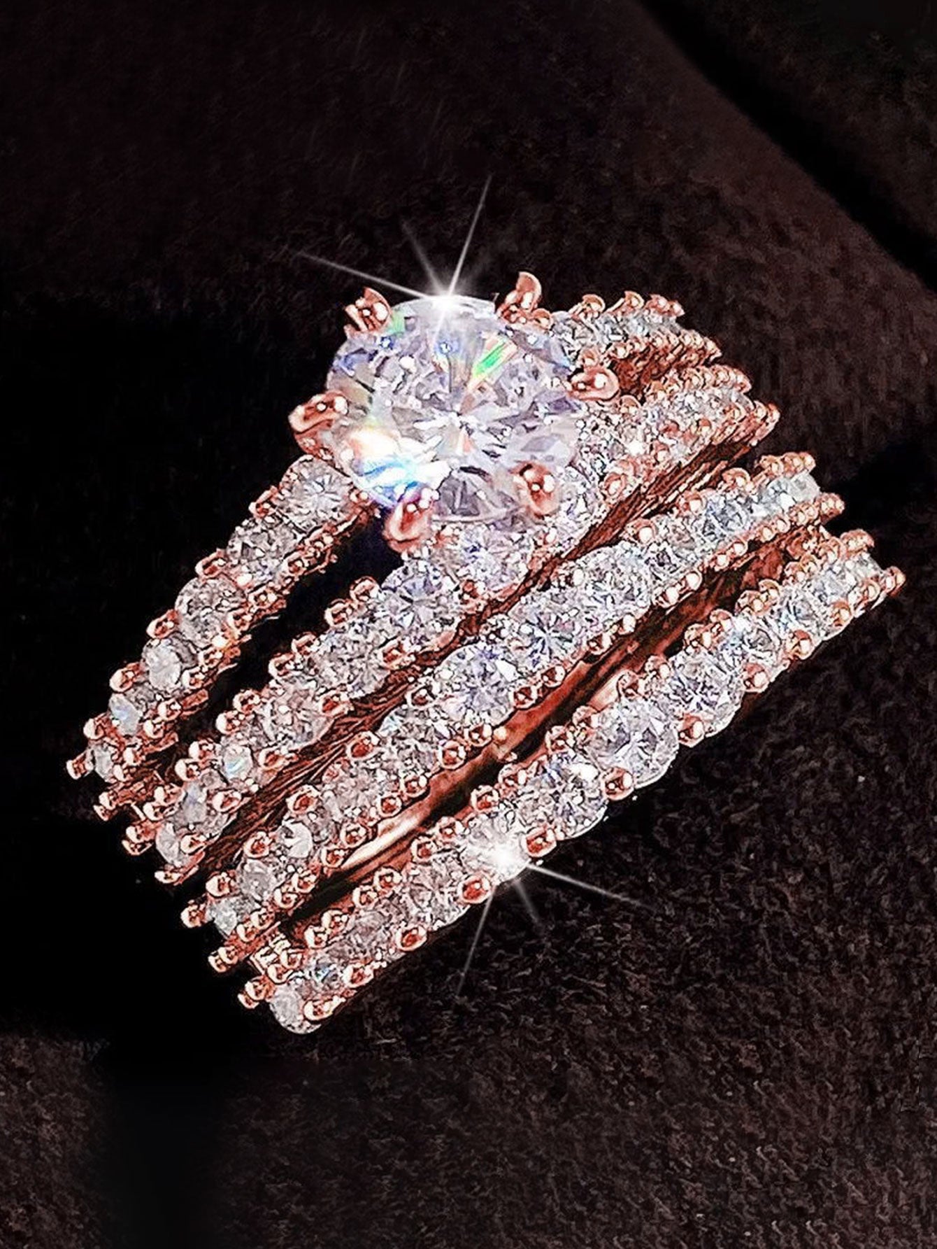 Crystal Diamond Ring Set