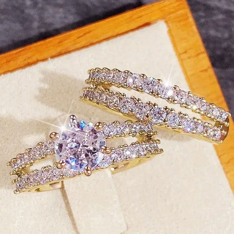 Crystal Diamond Ring Set