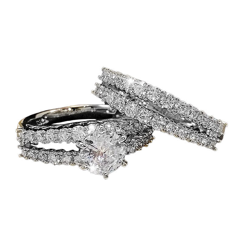 Crystal Diamond Ring Set