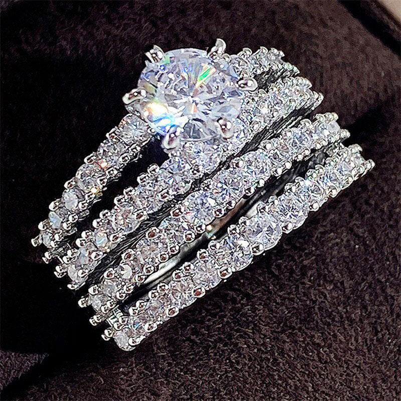 Crystal Diamond Ring Set