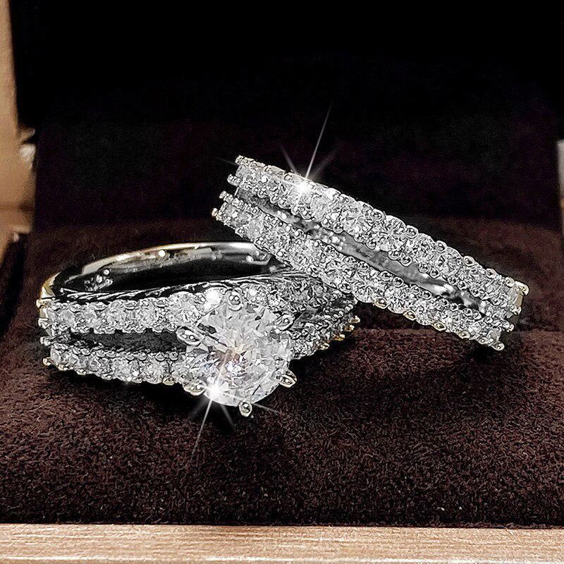 Crystal Diamond Ring Set