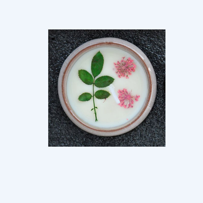 Fragrant Candles Ceramic Cup with Dried Flowers Tealight