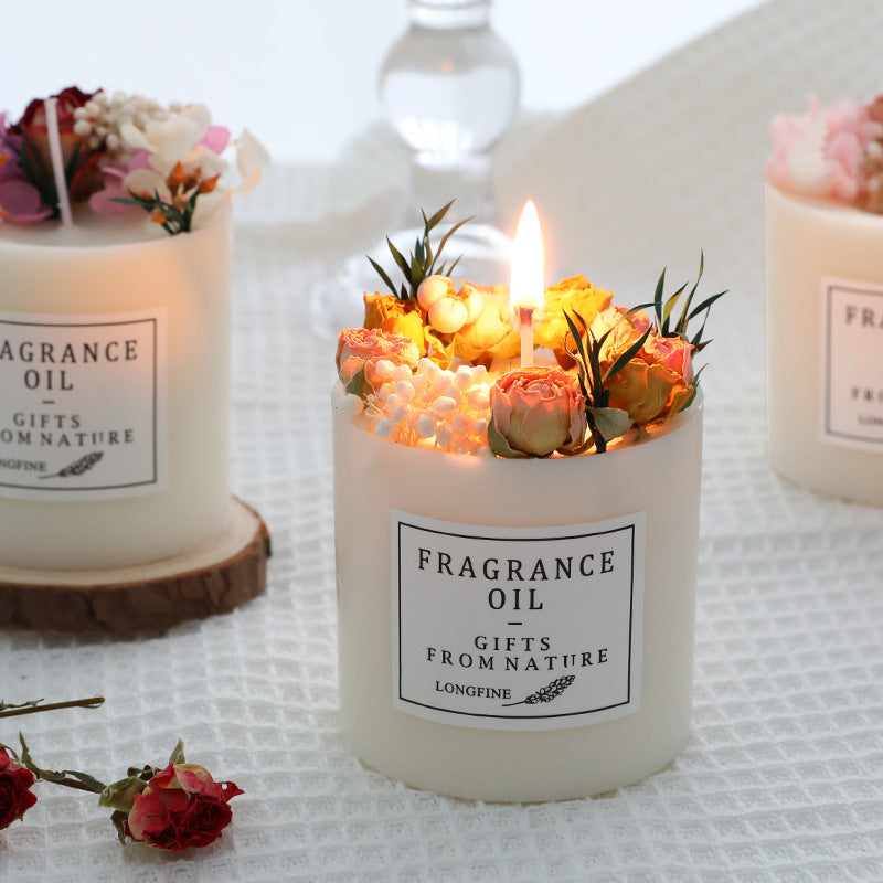 Dried Flowers Romantic Candle