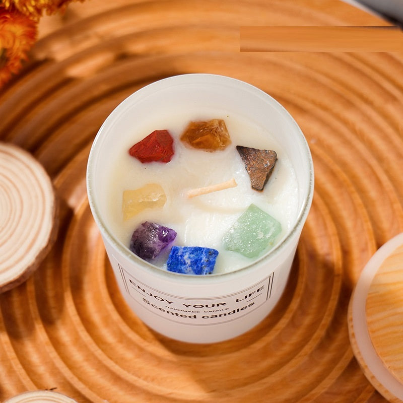 Natural Crystal Stone Aromatherapy Soy Wax Smokeless Candle